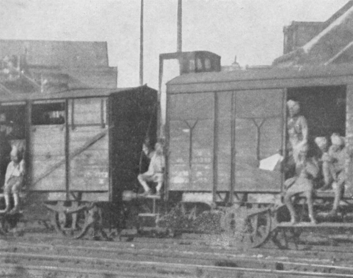 Indian Soldiers in train catte cars